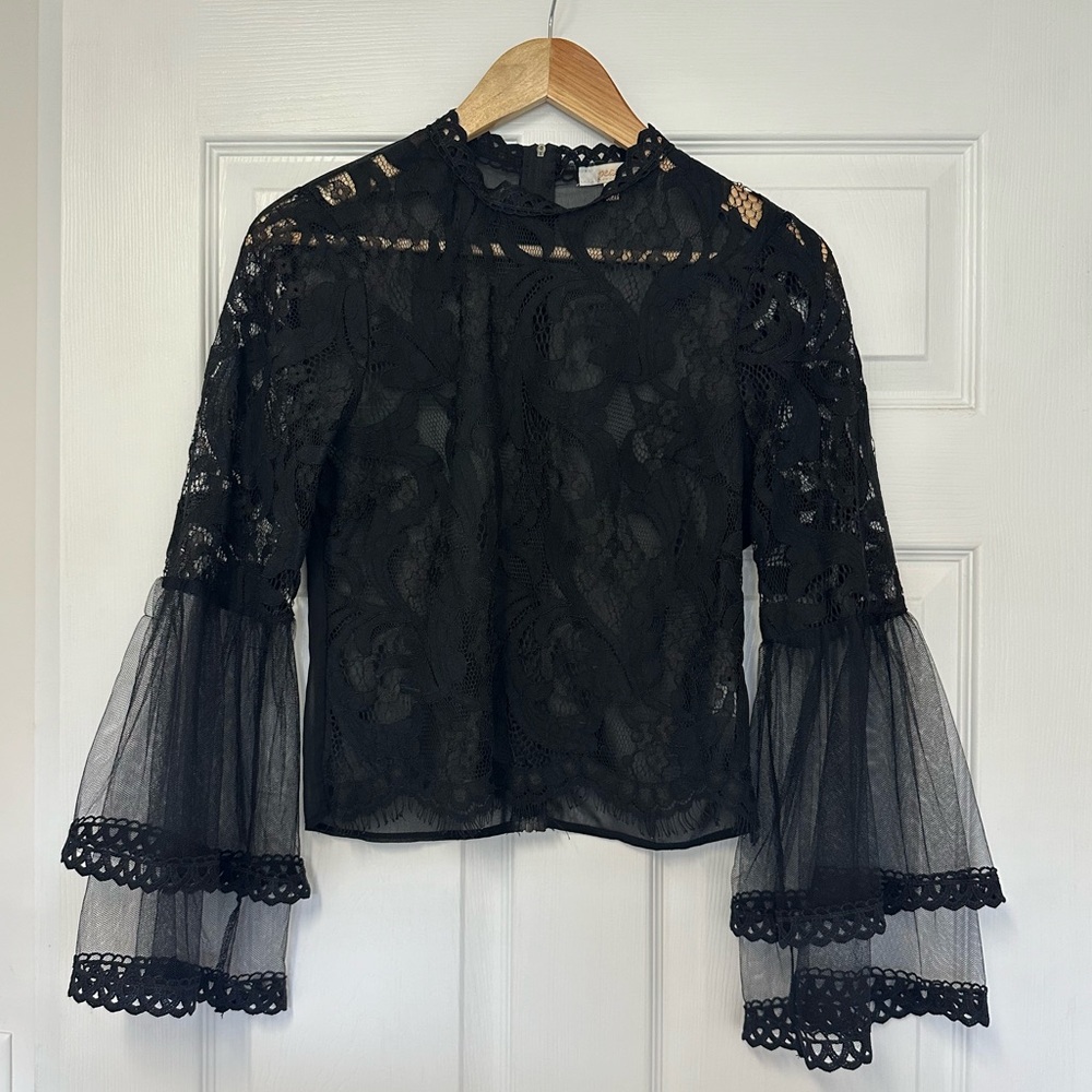 Sheer black lace top